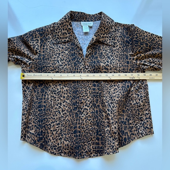 Coldwater Creek Brown Leopard Print Lightweight Zip Shirt Style Jacket Petite M - Picture 4 of 8